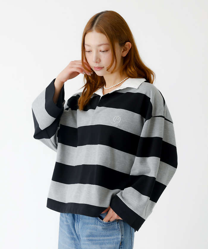 ルージュ ヴィフ ラクレ Rouge vif la cle 【PARROTT CANVAS/パロットキャンバス】クロップド ワイド ラガーシ （ブラック） ブラック