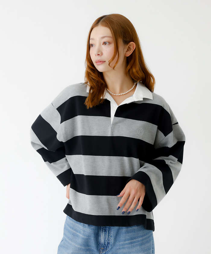ルージュ ヴィフ ラクレ Rouge vif la cle 【PARROTT CANVAS/パロットキャンバス】クロップド ワイド ラガーシ （ブラック） ブラック