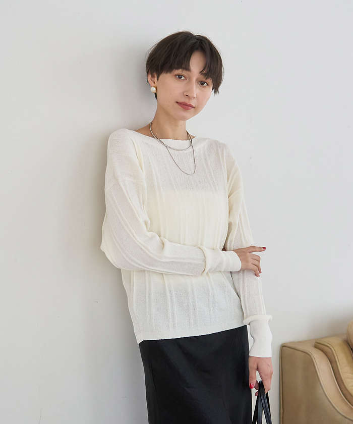 ルージュ ヴィフ ラクレ Rouge vif la cle 変形ストライプ2WAYニット【予約】 （ネイビー） ネイビー