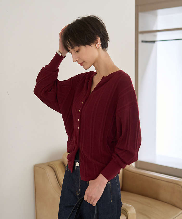 ルージュ ヴィフ ラクレ Rouge vif la cle 変形ストライプ2WAYニット【予約】 （ネイビー） ネイビー
