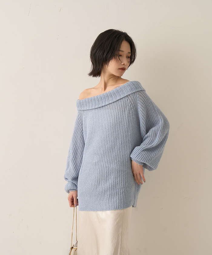 ルージュ ヴィフ ラクレ Rouge vif la cle モヘア混オフショルラメニットプルオーバー【予約】 （オフホワイト） オフホワイト
