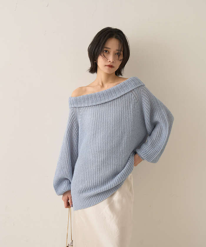 ルージュ ヴィフ ラクレ Rouge vif la cle モヘア混オフショルラメニットプルオーバー【予約】 （オフホワイト） オフホワイト
