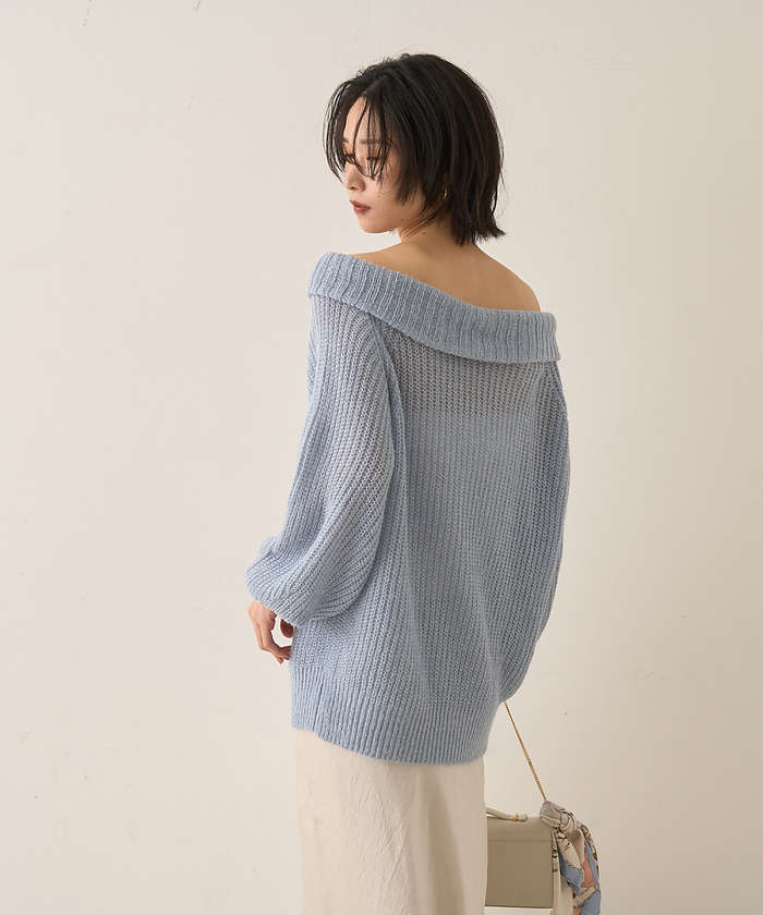 ルージュ ヴィフ ラクレ Rouge vif la cle モヘア混オフショルラメニットプルオーバー【予約】 （オフホワイト） オフホワイト