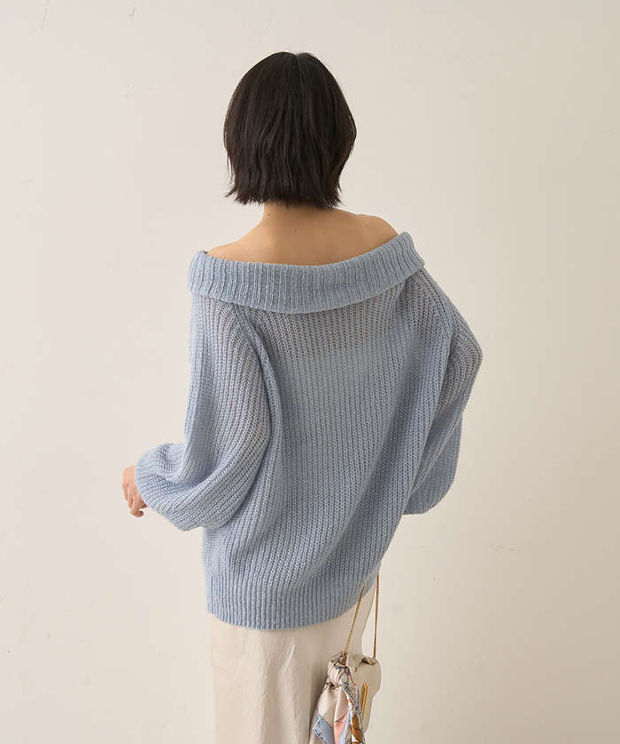 ルージュ ヴィフ ラクレ Rouge vif la cle モヘア混オフショルラメニットプルオーバー【予約】 （オフホワイト） オフホワイト
