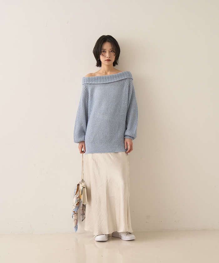 ルージュ ヴィフ ラクレ Rouge vif la cle モヘア混オフショルラメニットプルオーバー【予約】 （オフホワイト） オフホワイト