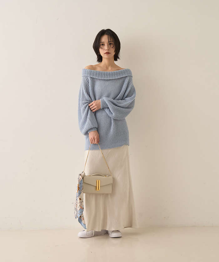 ルージュ ヴィフ ラクレ Rouge vif la cle モヘア混オフショルラメニットプルオーバー【予約】 （オフホワイト） オフホワイト