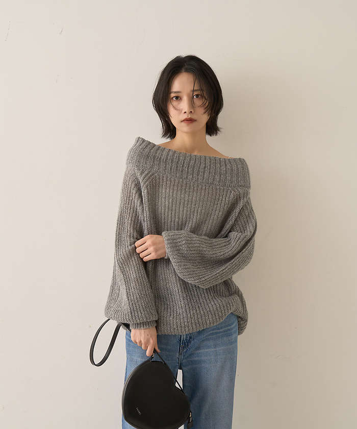 ルージュ ヴィフ ラクレ Rouge vif la cle モヘア混オフショルラメニットプルオーバー【予約】 （オフホワイト） オフホワイト