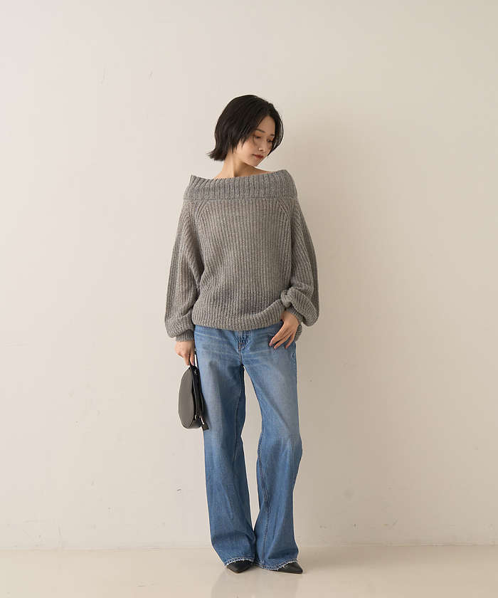 ルージュ ヴィフ ラクレ Rouge vif la cle モヘア混オフショルラメニットプルオーバー【予約】 （オフホワイト） オフホワイト