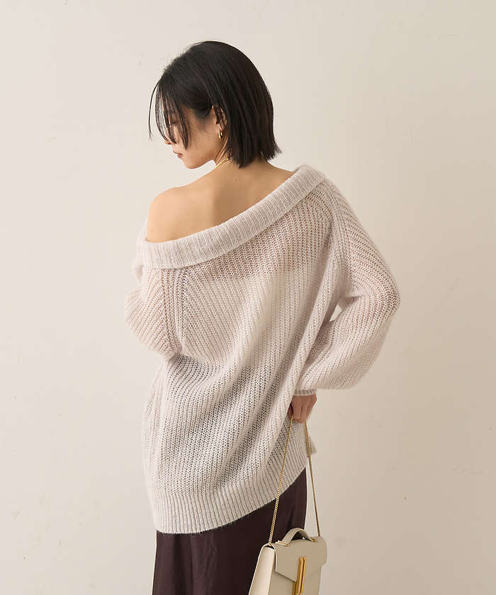 ルージュ ヴィフ ラクレ Rouge vif la cle モヘア混オフショルラメニットプルオーバー【予約】 （オフホワイト） オフホワイト