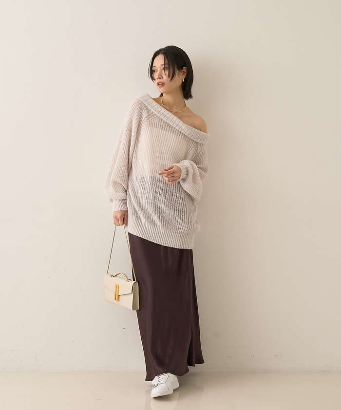 ルージュ ヴィフ ラクレ Rouge vif la cle モヘア混オフショルラメニットプルオーバー【予約】 （オフホワイト） オフホワイト