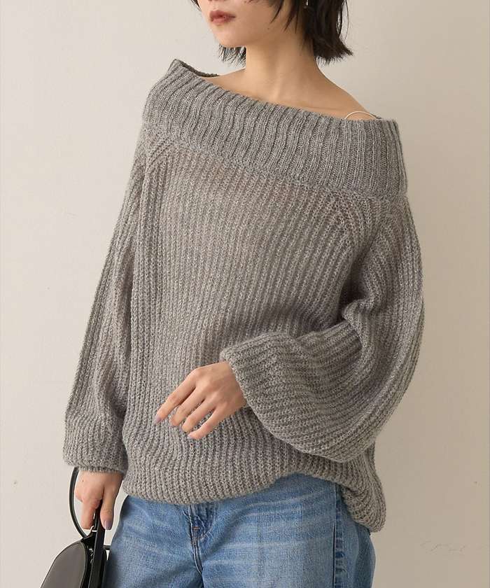 ルージュ ヴィフ ラクレ Rouge vif la cle モヘア混オフショルラメニットプルオーバー【予約】 （オフホワイト） オフホワイト