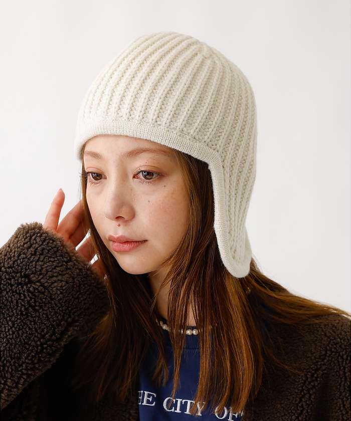 ルージュ ヴィフ ラクレ Rouge vif la cle 【RUBEN/ルーベン】RUSー8349/EAR COVER BEANIE/イヤ （アイボリー） アイボリー