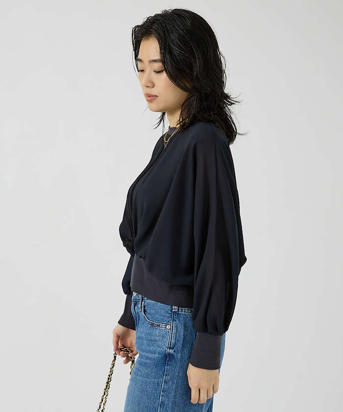 ルージュ ヴィフ ラクレ Rouge vif la cle ストレッチジョーゼットブラウス （ネイビー） ネイビー