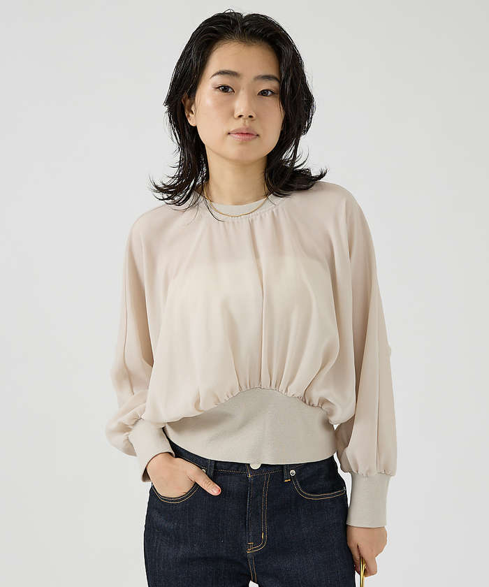 ルージュ ヴィフ ラクレ Rouge vif la cle ストレッチジョーゼットブラウス （ネイビー） ネイビー