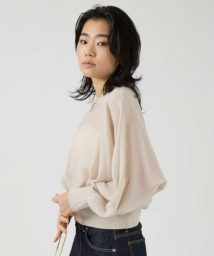 ルージュ ヴィフ ラクレ Rouge vif la cle ストレッチジョーゼットブラウス （ネイビー） ネイビー