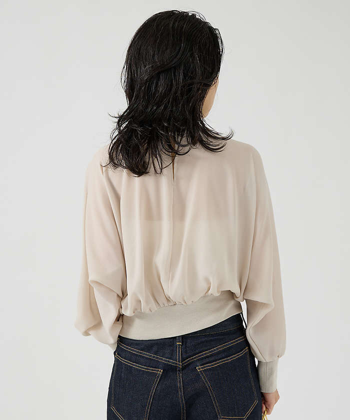 ルージュ ヴィフ ラクレ Rouge vif la cle ストレッチジョーゼットブラウス （ネイビー） ネイビー