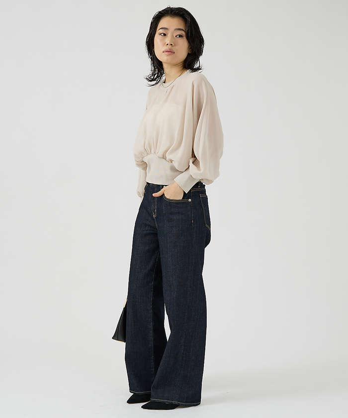 ルージュ ヴィフ ラクレ Rouge vif la cle ストレッチジョーゼットブラウス （ネイビー） ネイビー