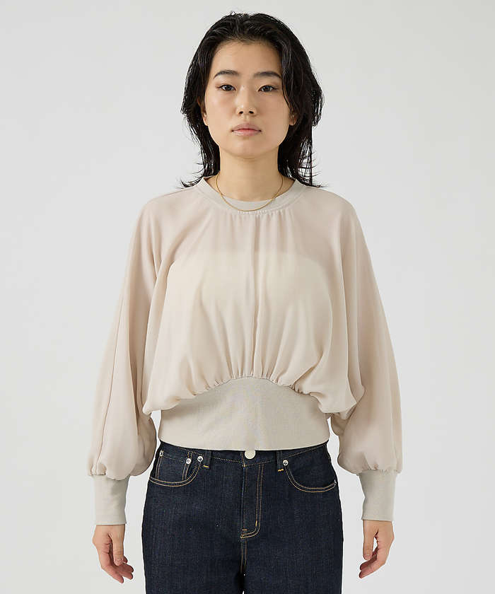 ルージュ ヴィフ ラクレ Rouge vif la cle ストレッチジョーゼットブラウス （ネイビー） ネイビー