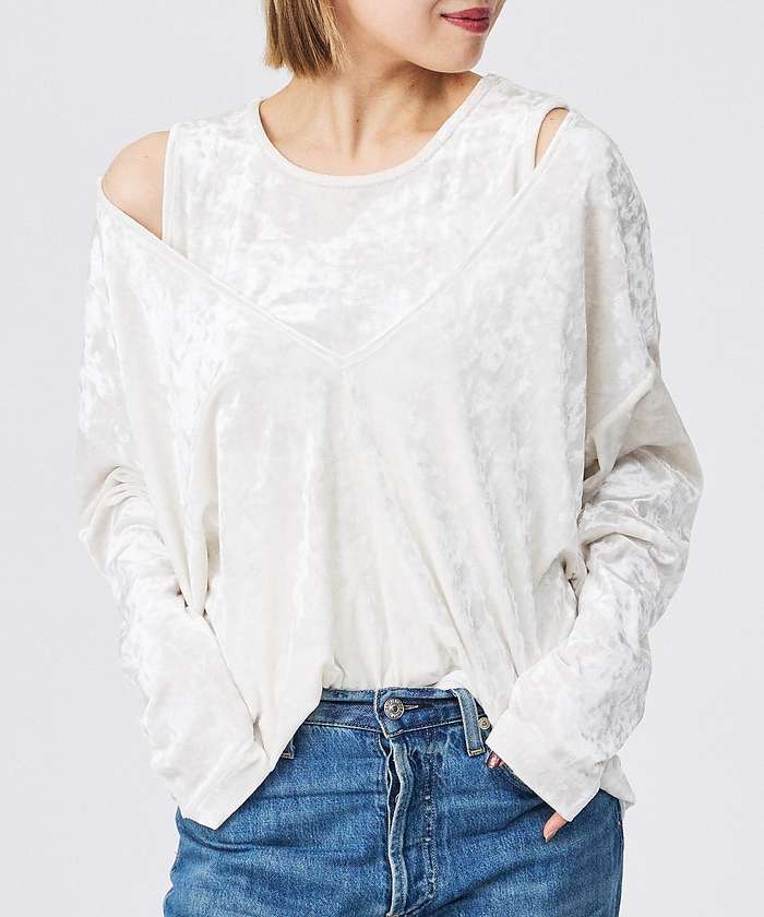 ルージュ ヴィフ ラクレ Rouge vif la cle 【Keena/キーナ】【2枚セット】レイヤーVトップス/トップス/レイヤード/ベ （グレー） グレー