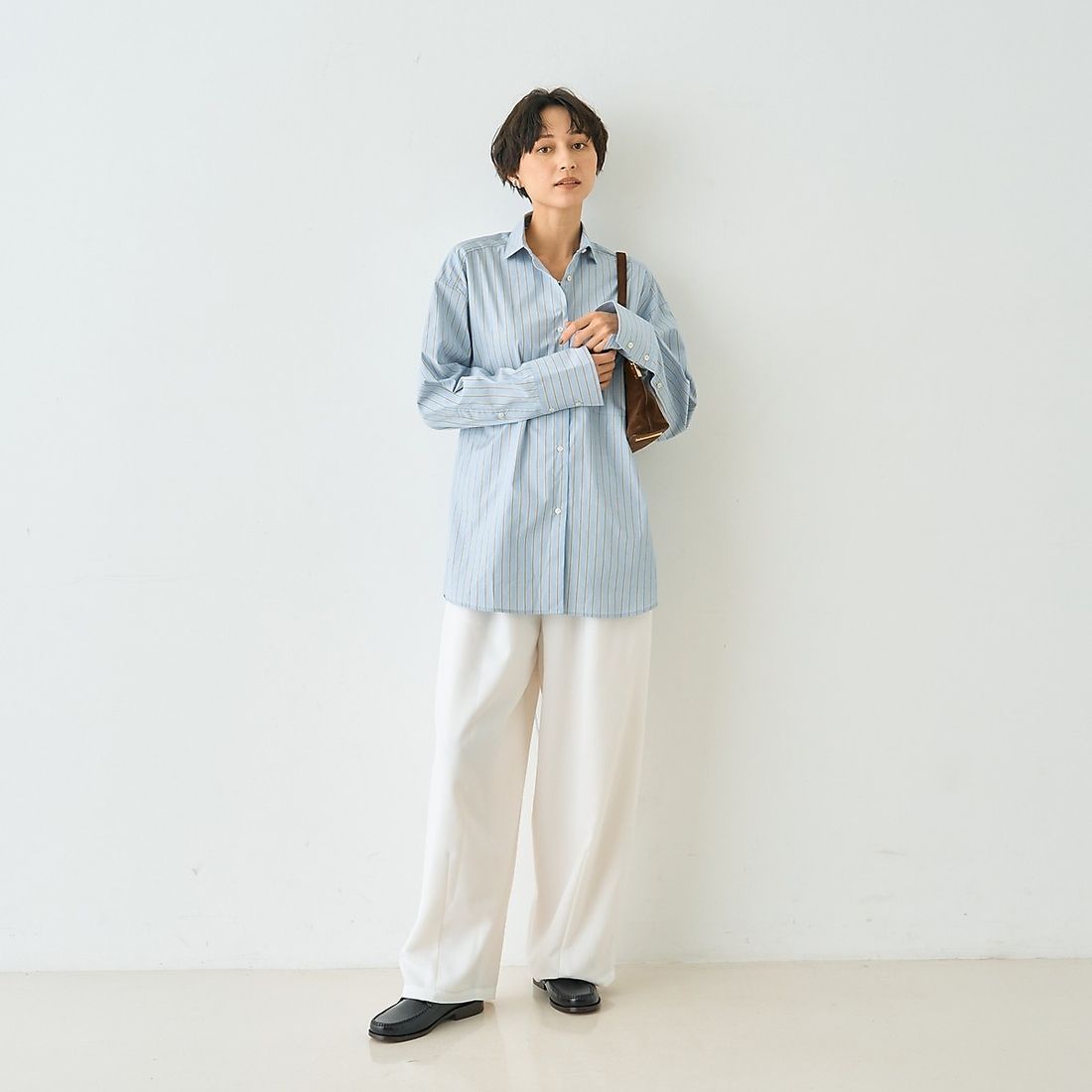 ルージュ ヴィフ ラクレ Rouge vif la cle ストライプメンズライクコットンシャツ （ブルー系その他1） ブルー系その他1