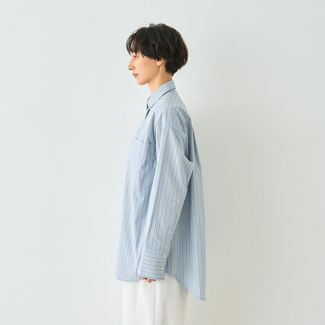 ルージュ ヴィフ ラクレ Rouge vif la cle ストライプメンズライクコットンシャツ （ブルー系その他1） ブルー系その他1