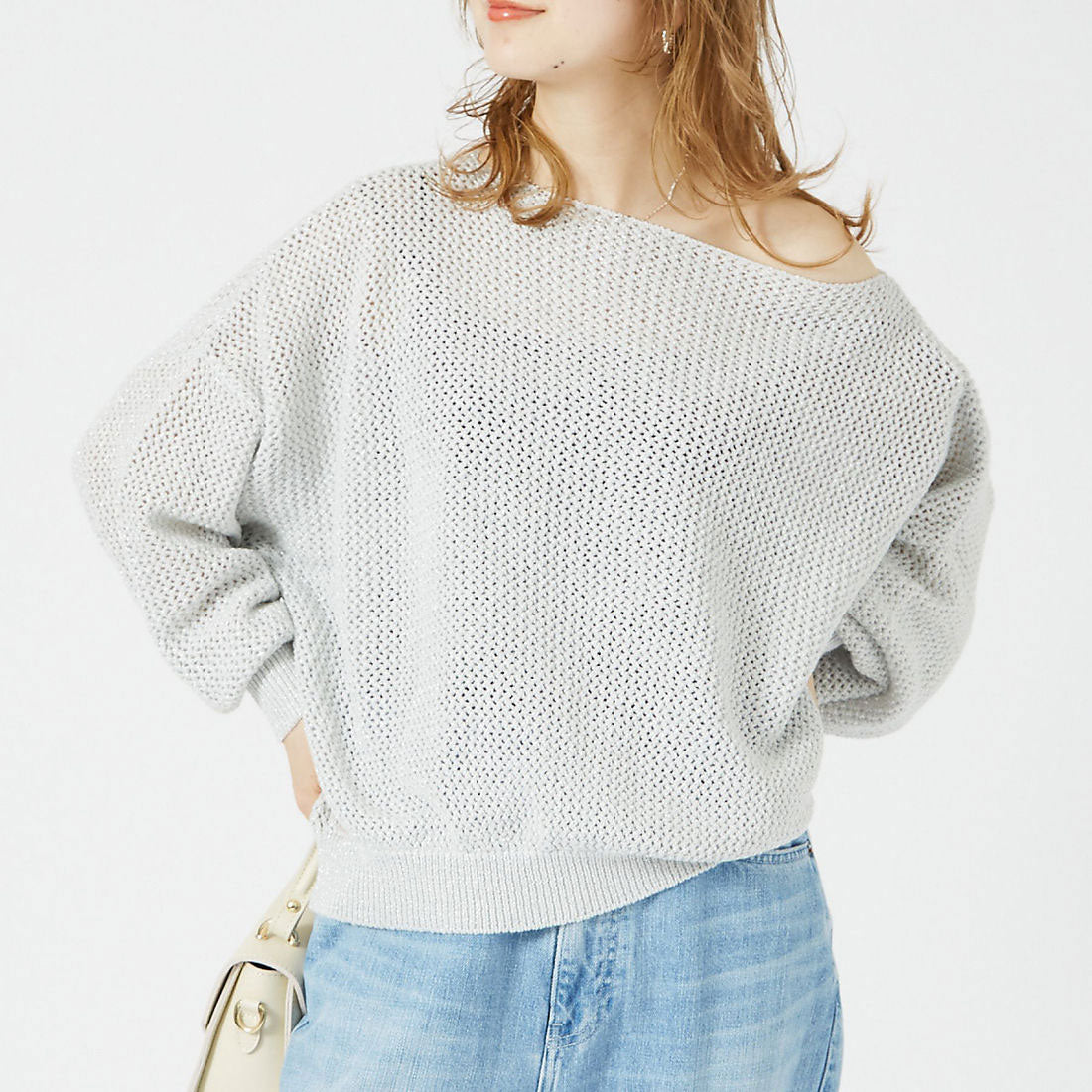 ルージュ ヴィフ ラクレ Rouge vif la cle ラメメッシュワイドニットプルオーバー （シルバー） シルバー