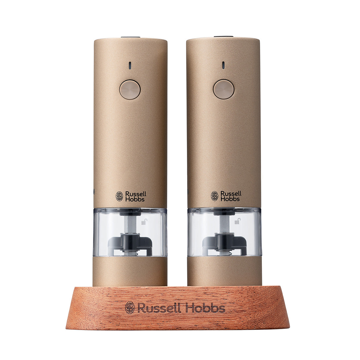 ラッセルホブス Russell Hobbs 正規品1年保証 電動ミル 充電式 スリム ペッパー ミニ 電動 ミルスタンド ギフト 岩塩 胡椒 コンパクト USB充電 おしゃれ 小さめ 充電式ミルソルト＆ペッパーミニ (2本セット) 7942JP 【返品不可商品】 （Browngold） Browngold