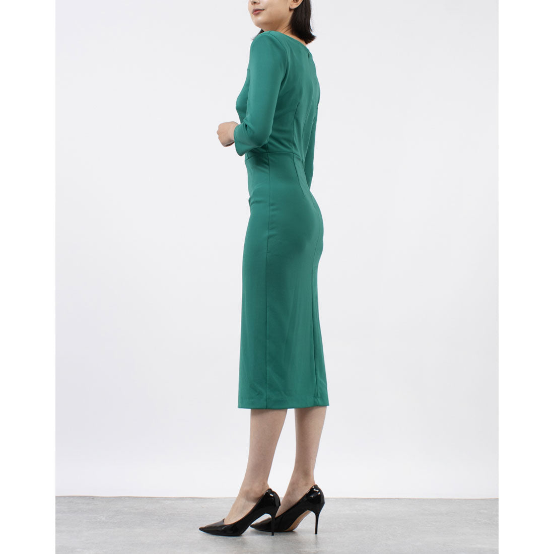 RINASCIMENTO Diamond Neck Slit Tight Dress