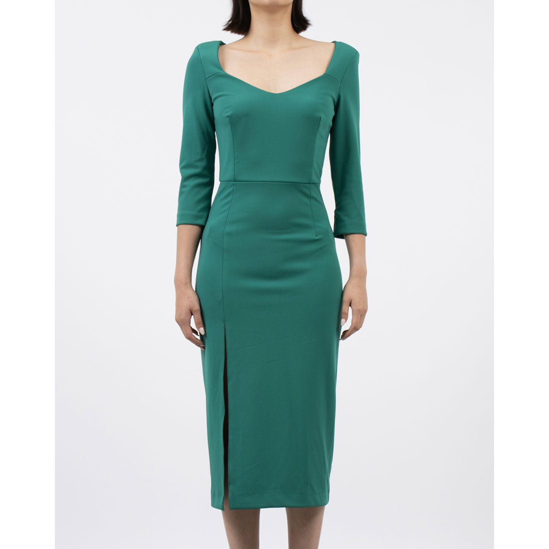 RINASCIMENTO Diamond Neck Slit Tight Dress