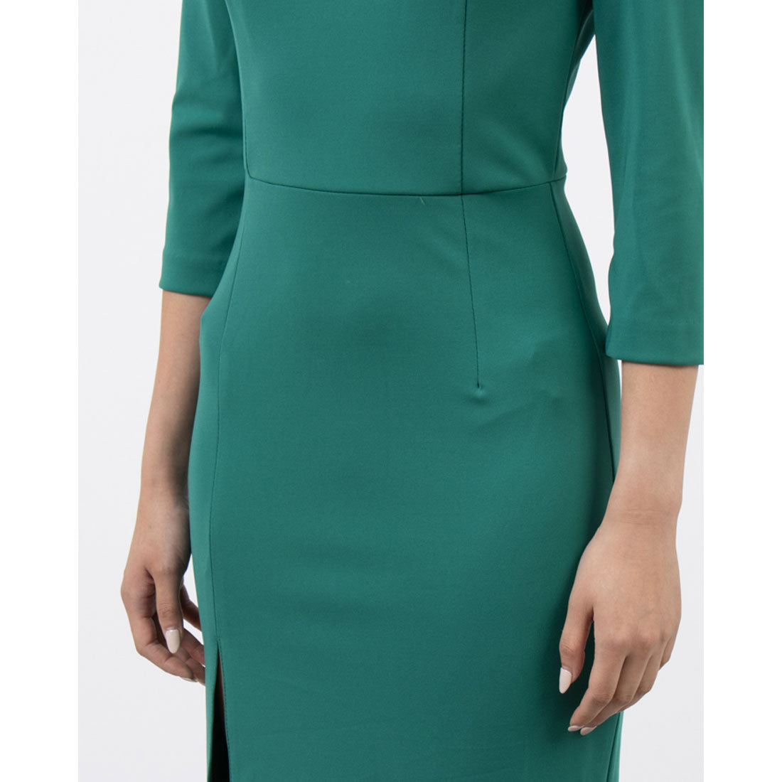 RINASCIMENTO Diamond Neck Slit Tight Dress