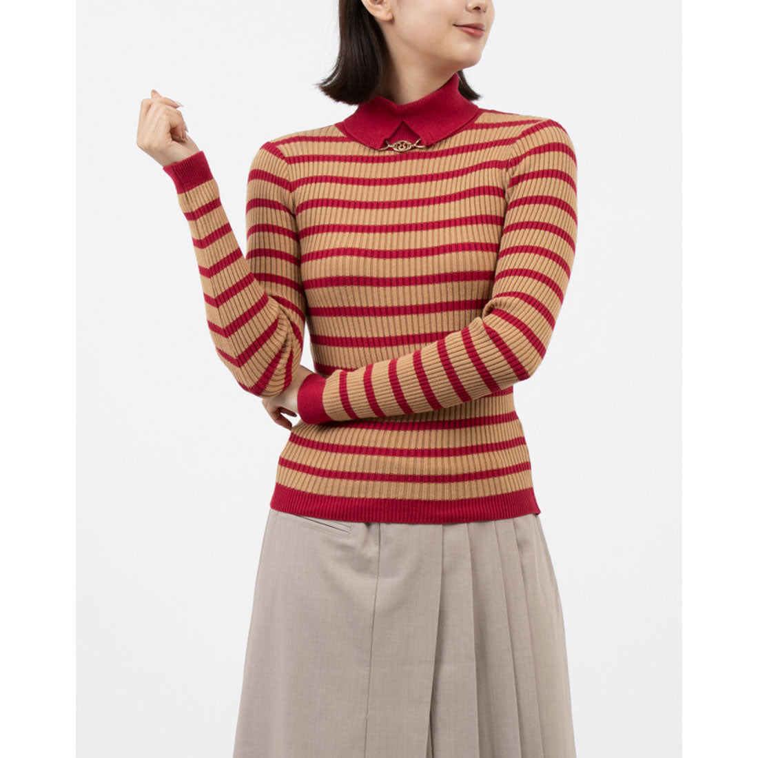 リナシメント RINASCIMENTO プレートタートルボーダーリブニットTOPS （var.Magenta） var.Magenta