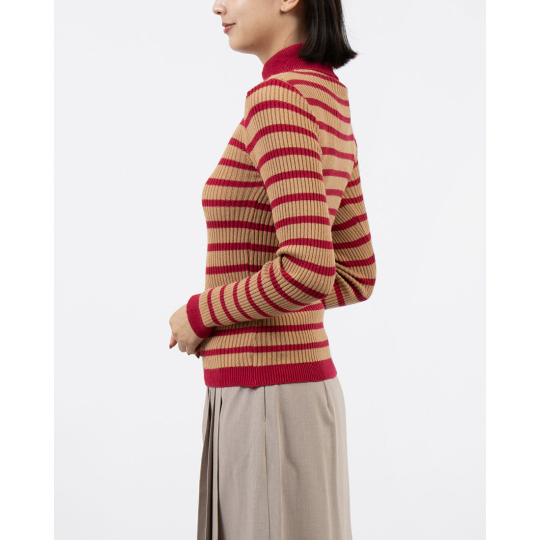 リナシメント RINASCIMENTO プレートタートルボーダーリブニットTOPS （var.Magenta） var.Magenta