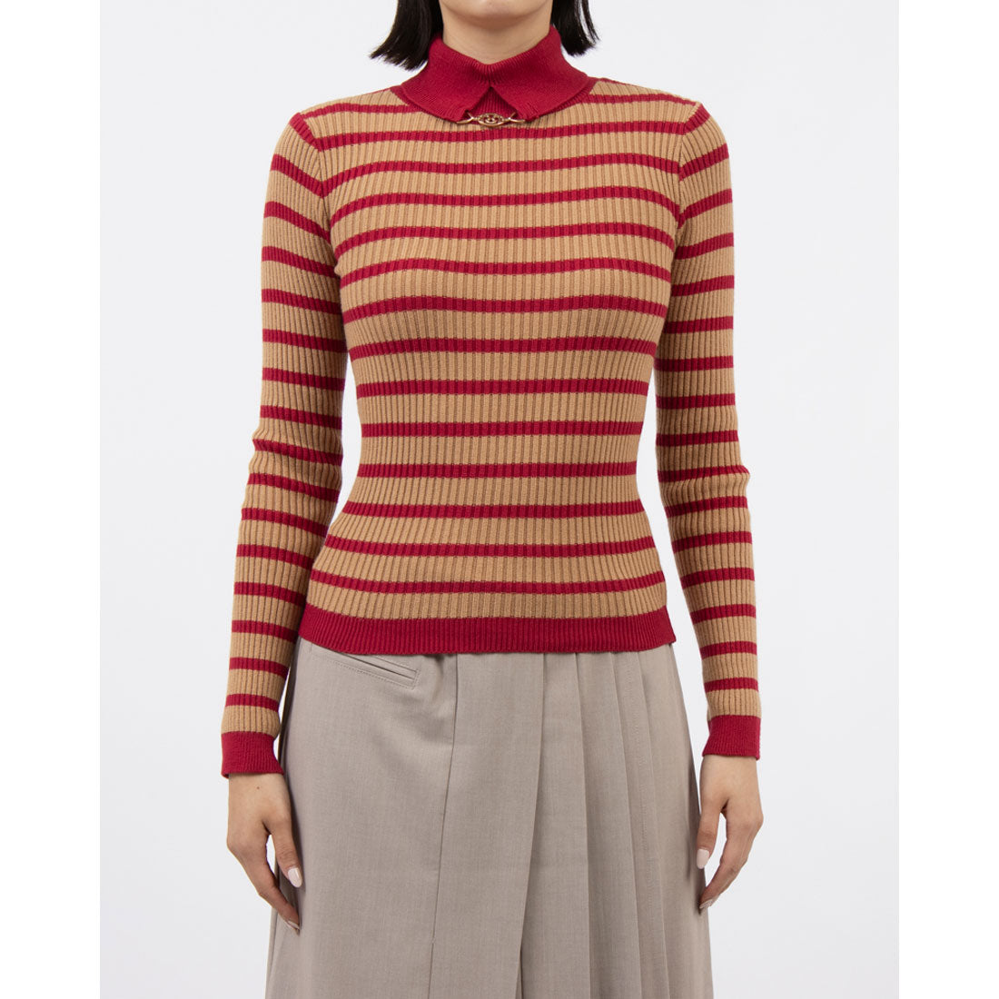 リナシメント RINASCIMENTO プレートタートルボーダーリブニットTOPS （var.Magenta） var.Magenta
