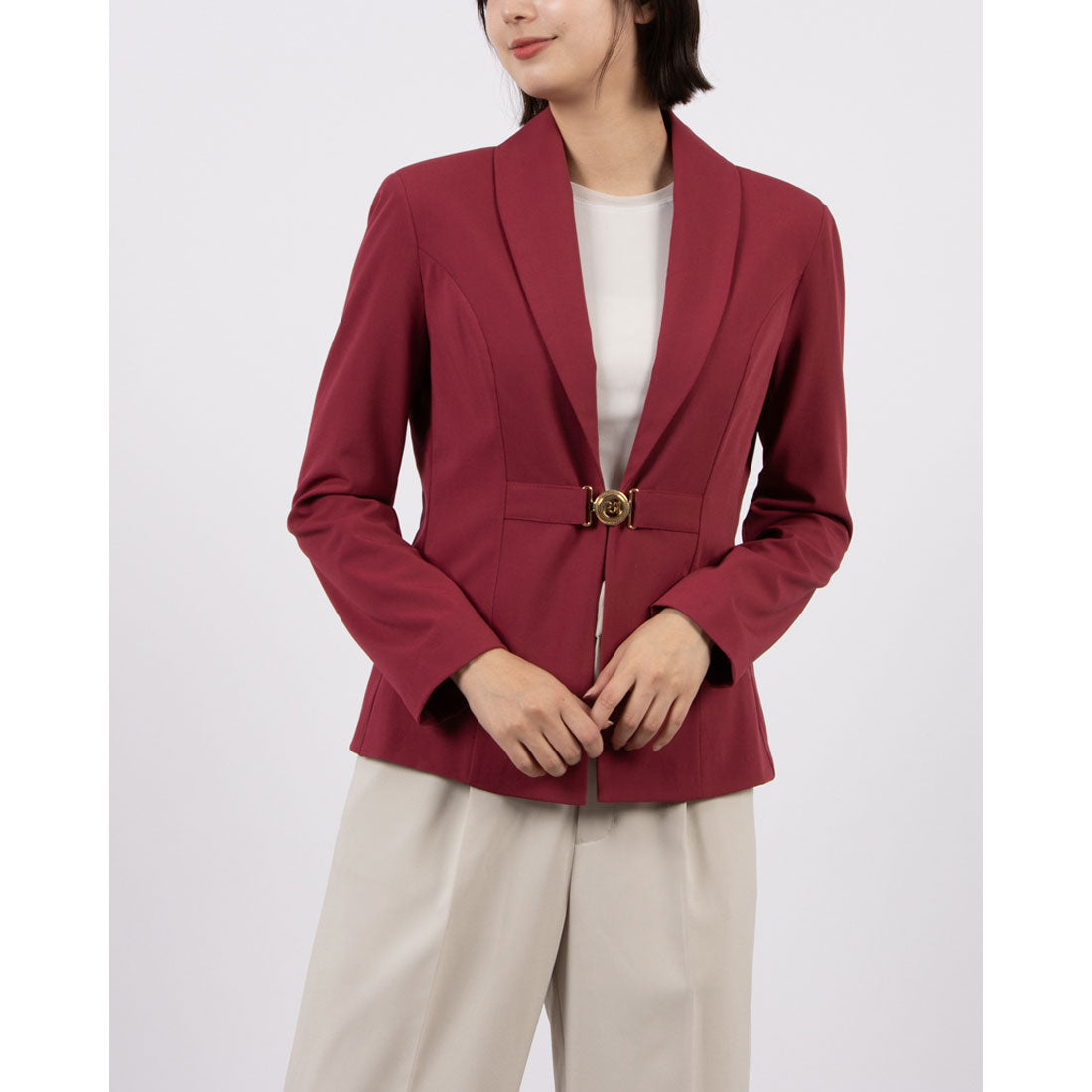 リナシメント RINASCIMENTO Rロゴバックルタキシードカラージャケット （Bordeaux Rosso） Bordeaux Rosso