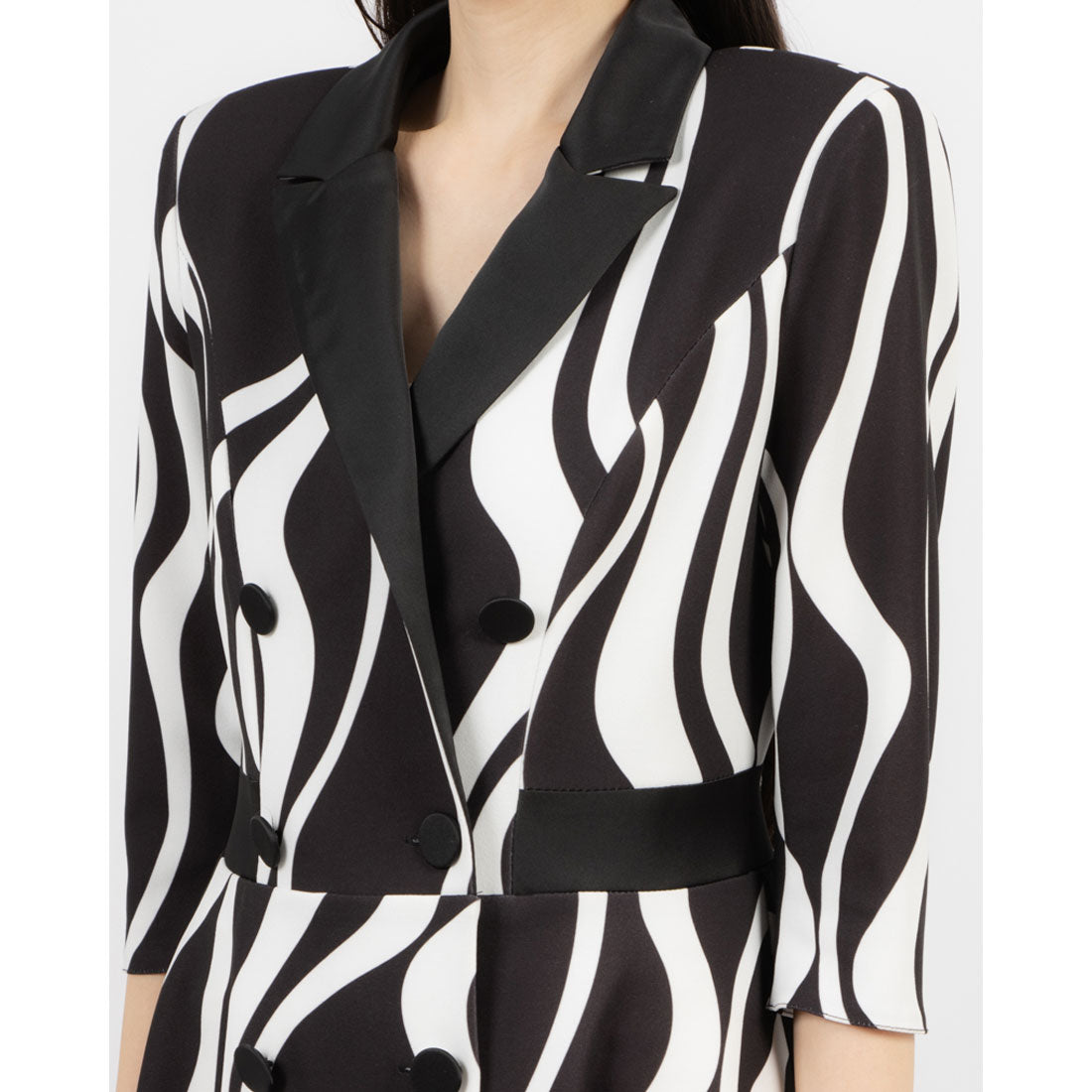 リナシメント RINASCIMENTO ウエーブ柄テーラードワンピース