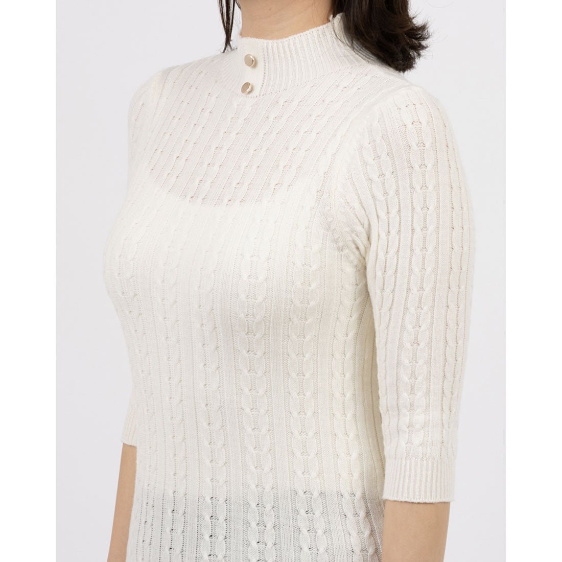 RINASCIMENTO High Neck Cable Knit TOPS