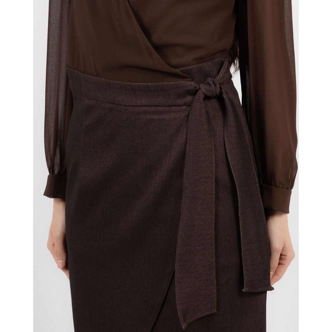 リナシメント RINASCIMENTO ヘリンボーンカシュクールドッキングワンピース