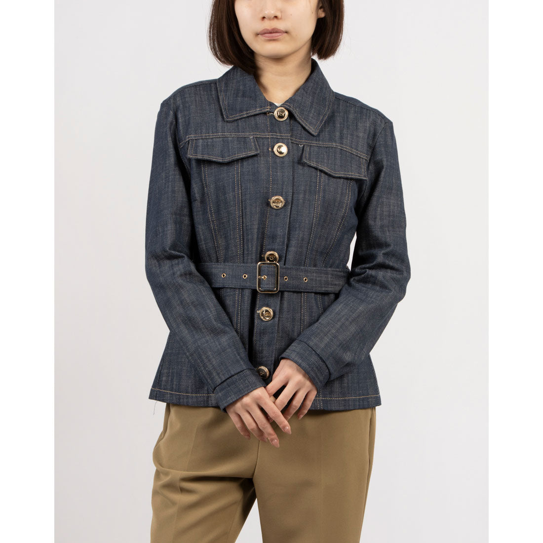 リナシメント RINASCIMENTO 金ボタンベルトデニムカバーオール （Blu） Blu