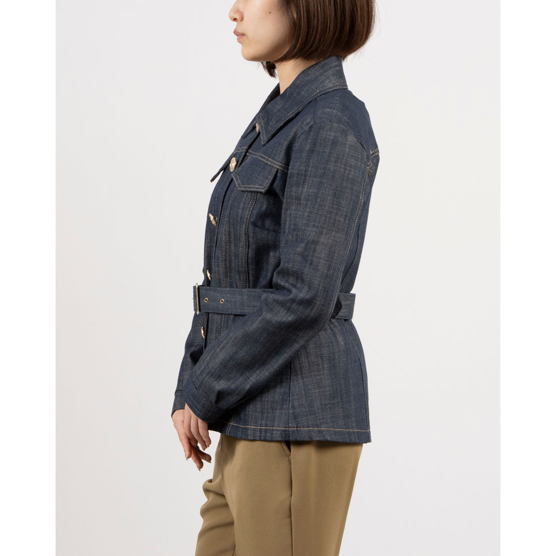 リナシメント RINASCIMENTO 金ボタンベルトデニムカバーオール