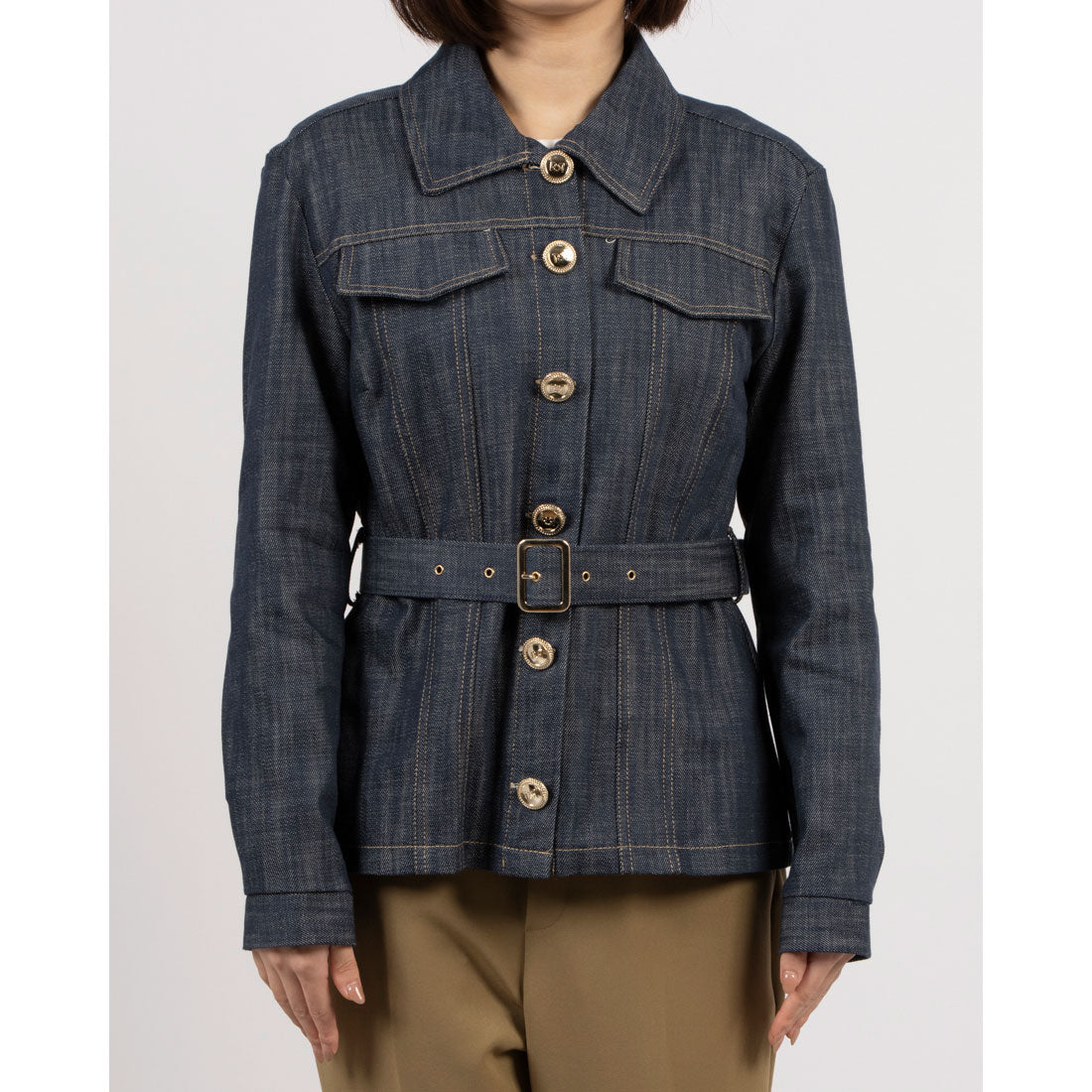 リナシメント RINASCIMENTO 金ボタンベルトデニムカバーオール