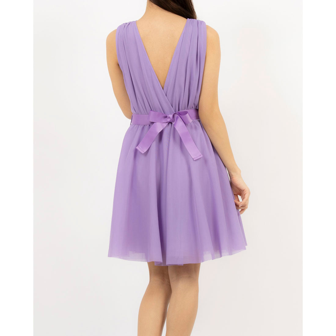RINASCIMENTO Bejeweled Belt Tulle Wrap Dress