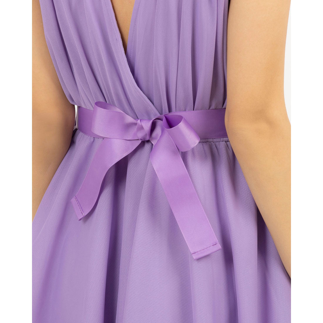 RINASCIMENTO Bejeweled Belt Tulle Wrap Dress