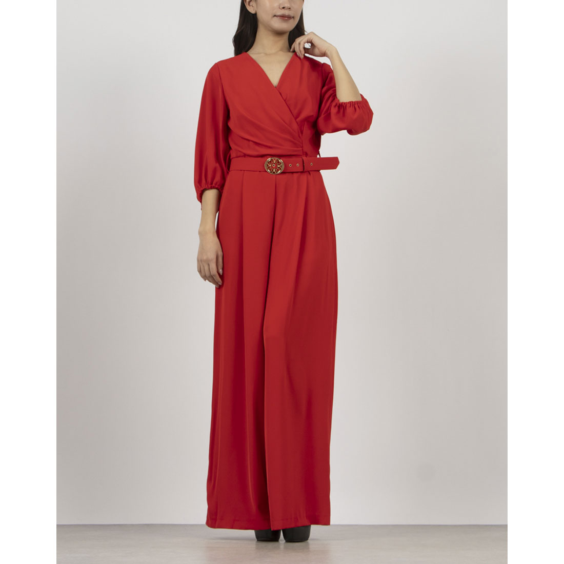 リナシメント RINASCIMENTO カシュクールドレープオールインワン （Rosso） Rosso