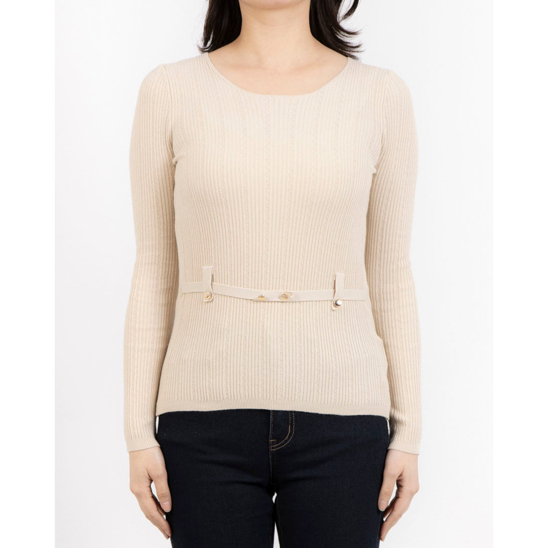 RINASCIMENTO Belt Design Rib Knit TOPS