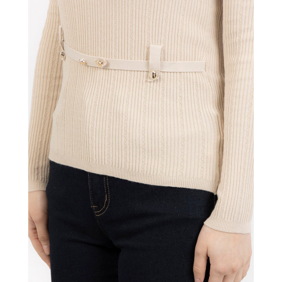 RINASCIMENTO Belt Design Rib Knit TOPS