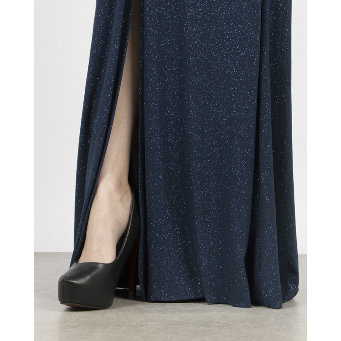 リナシメント RINASCIMENTO ラメシャーリングギャザーマキシOP （Blu Navy） Blu Navy