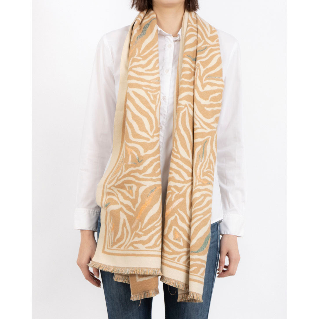 リナシメント RINASCIMENTO ゼブラ柄ストール （Beige） Beige