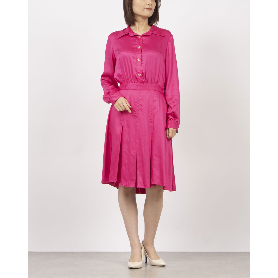 リナシメント RINASCIMENTO ボックスプリーツシャツワンピース （Fuxia） Fuxia