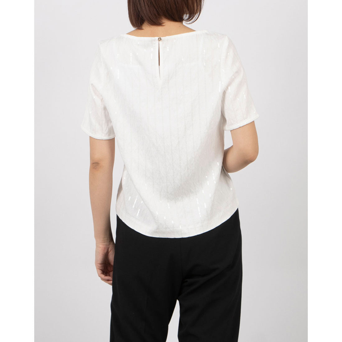 リナシメント RINASCIMENTO スパンコールストライプトップス （Bianco） Bianco