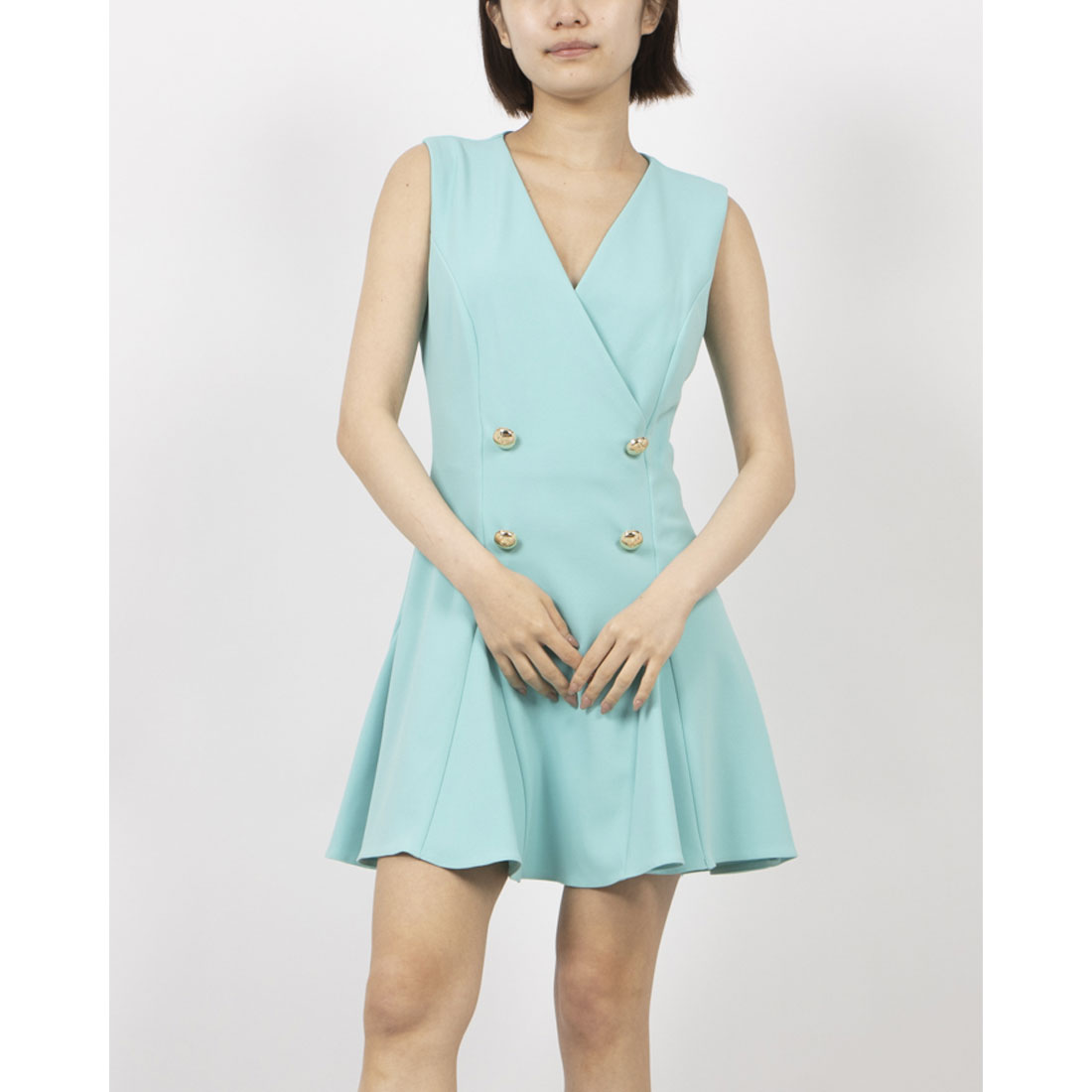 リナシメント RINASCIMENTO 金ボタンポイントフレアミニワンピース （Acqua Verde） Acqua Verde